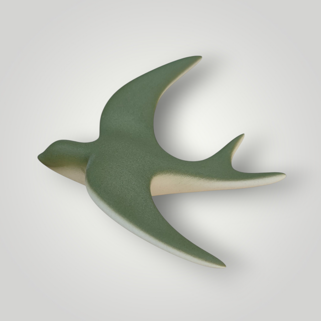 Hirondelle murale kaki dégradée  en céramique.