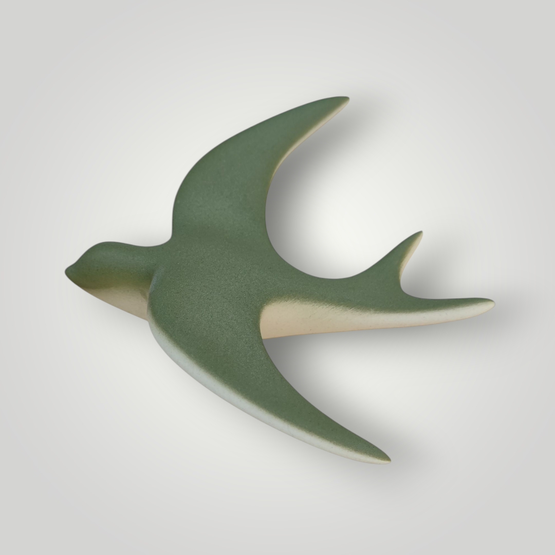 Hirondelle murale kaki dégradée  en céramique.