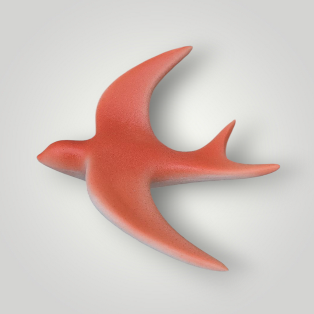Hirondelle murale orange corail dégradée  en céramique.