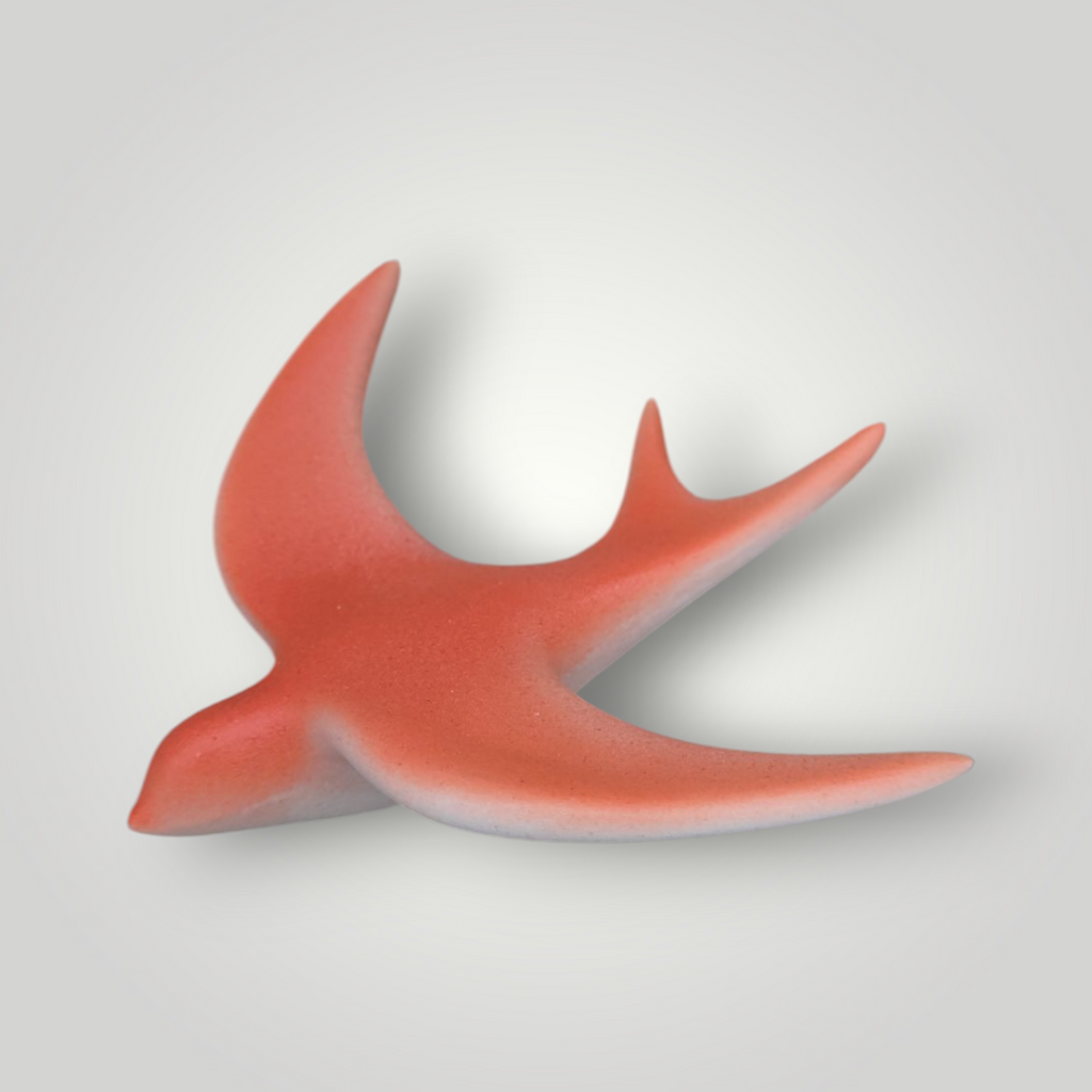 Hirondelle murale orange corail dégradée  en céramique.