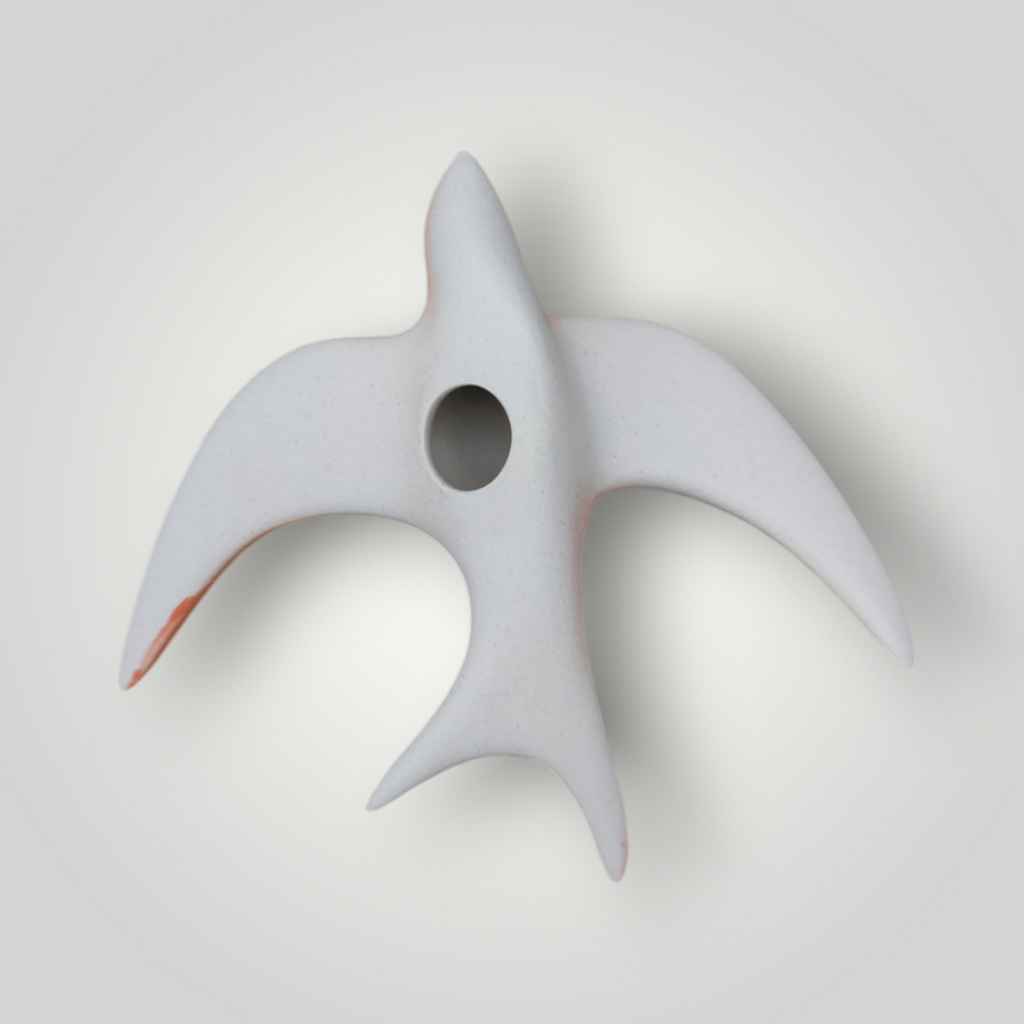 Hirondelle murale orange corail dégradée  en céramique.