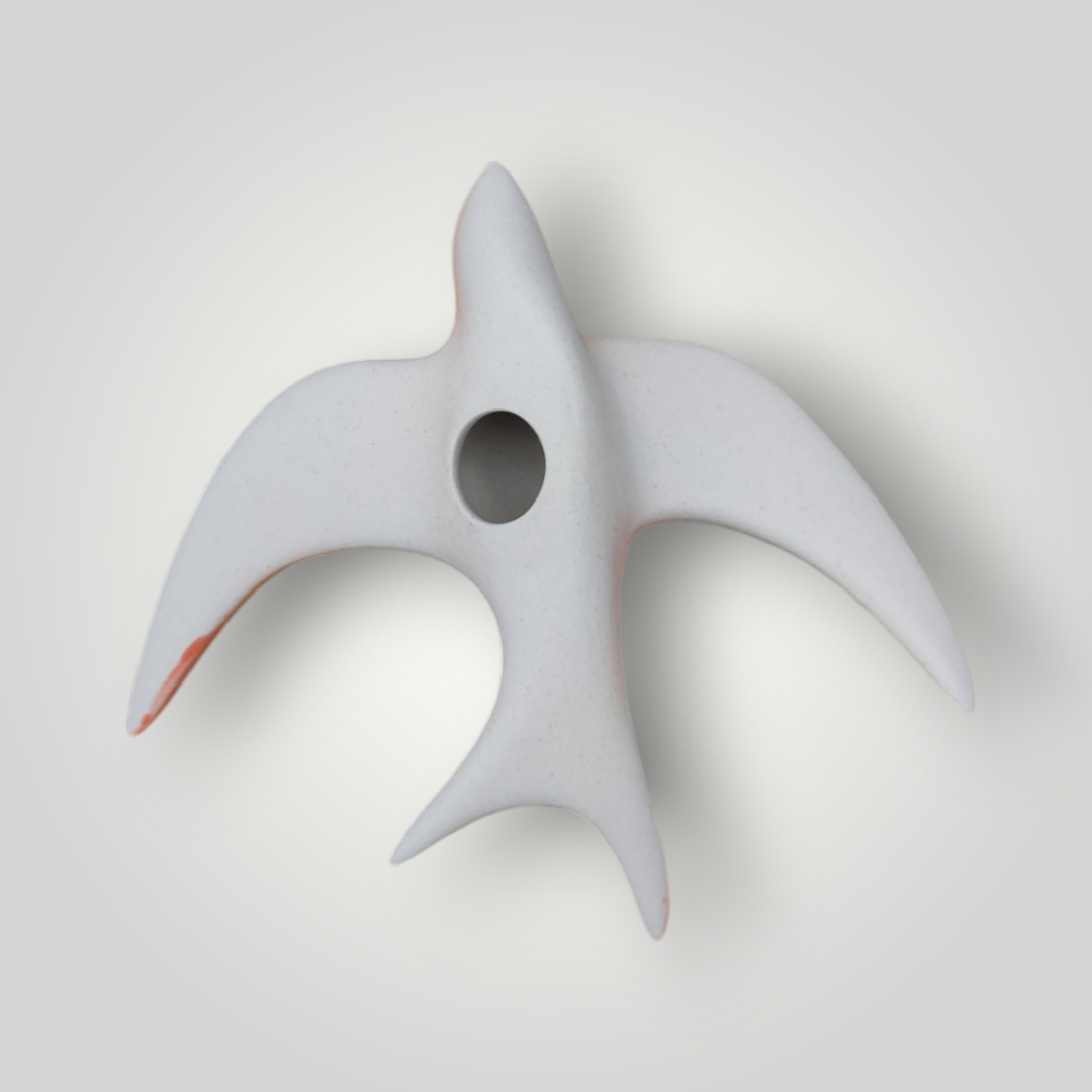 Hirondelle murale orange corail dégradée  en céramique.