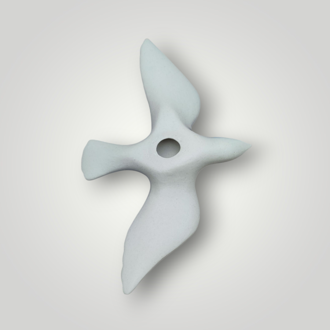 Oiseau mural bleu dégradé en céramique