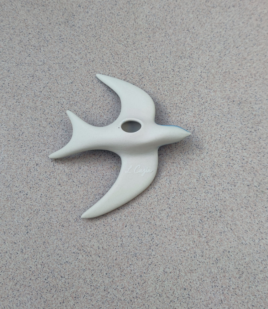 Hirondelle murale en porcelaine bleu – Décoration artisanale intérieure / extérieure