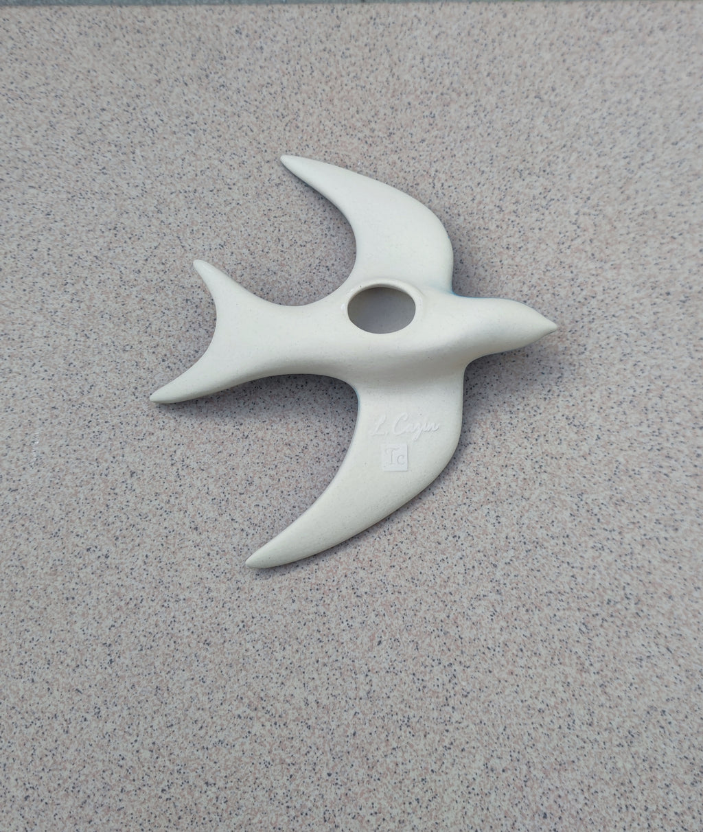Hirondelle murale en porcelaine orange – Décoration artisanale intérieure / extérieure