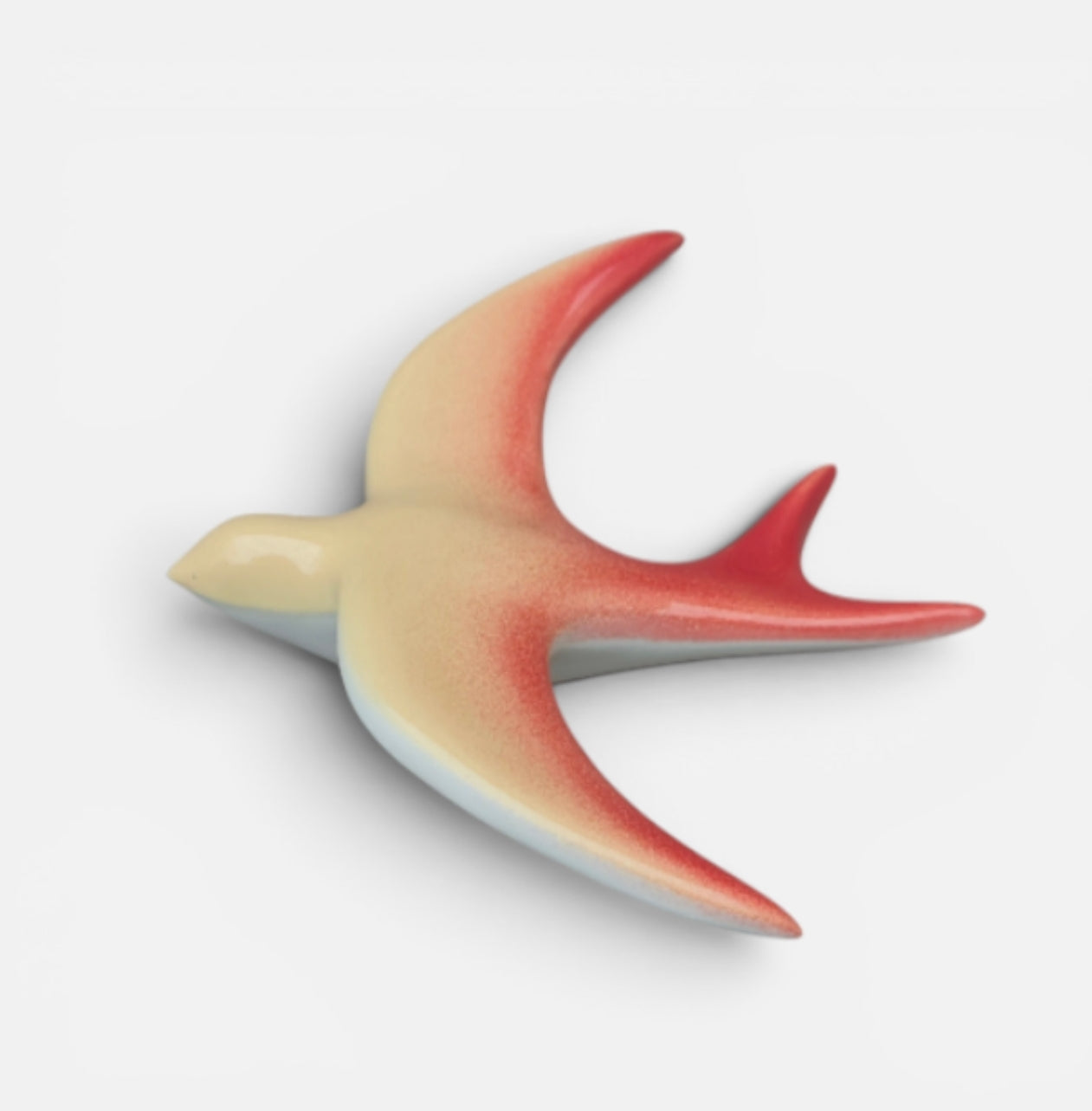 Hirondelle murale en porcelaine artisanale 🐦 12 cm intérieur/extérieur.