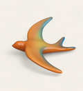 Hirondelle murale en porcelaine vitrifier – Décoration artisanale haut de gamme, tricolore