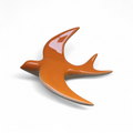 Hirondelle murale en porcelaine orange – Décoration artisanale intérieure / extérieure